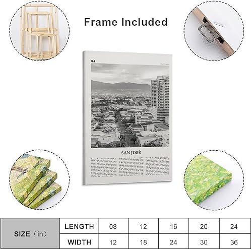 Miniatura 10 de Impresión de San José en blanco y negro de Costa Rica, arte de pared de San José, póster de San José, foto de San José, póster artístico en lienzo