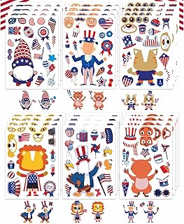 4th of July Sticker for Kids, Make-a-face Patriotic Crafts Independence Day Make Your Own Stickers, Fourth of July Sticker Decorations, USA Clasroom Decoration, Memorial Day