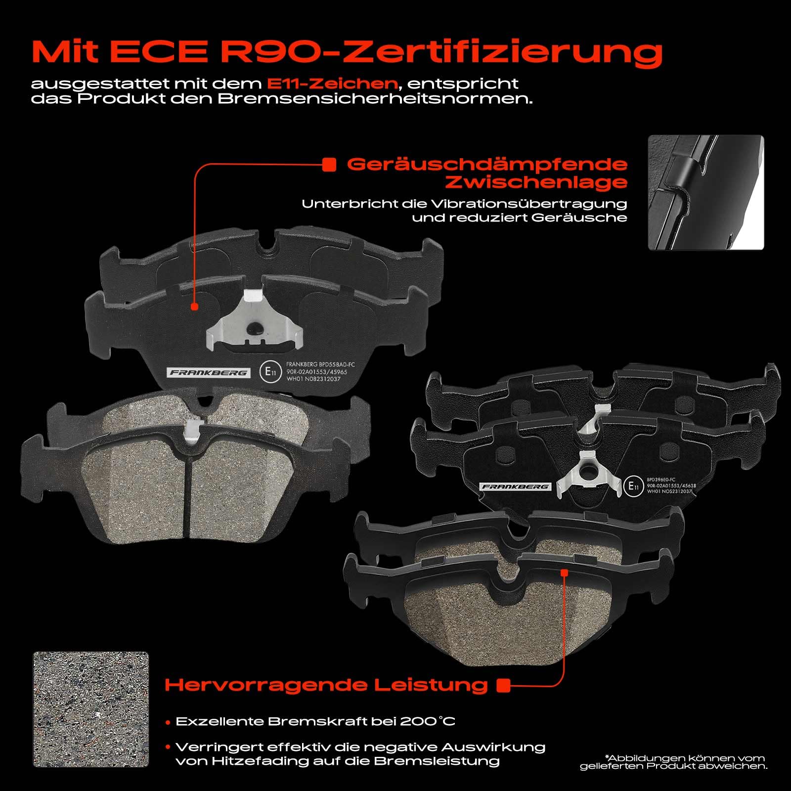 Frankberg Bremsensatz inkl. 4x Bremsscheiben + 8x Bremsbeläge Vorne Hinten Kompatibel mit 3er Cabriolet E36 3er E36 3er Touring E36 Replace# 34216750190, 34111164498