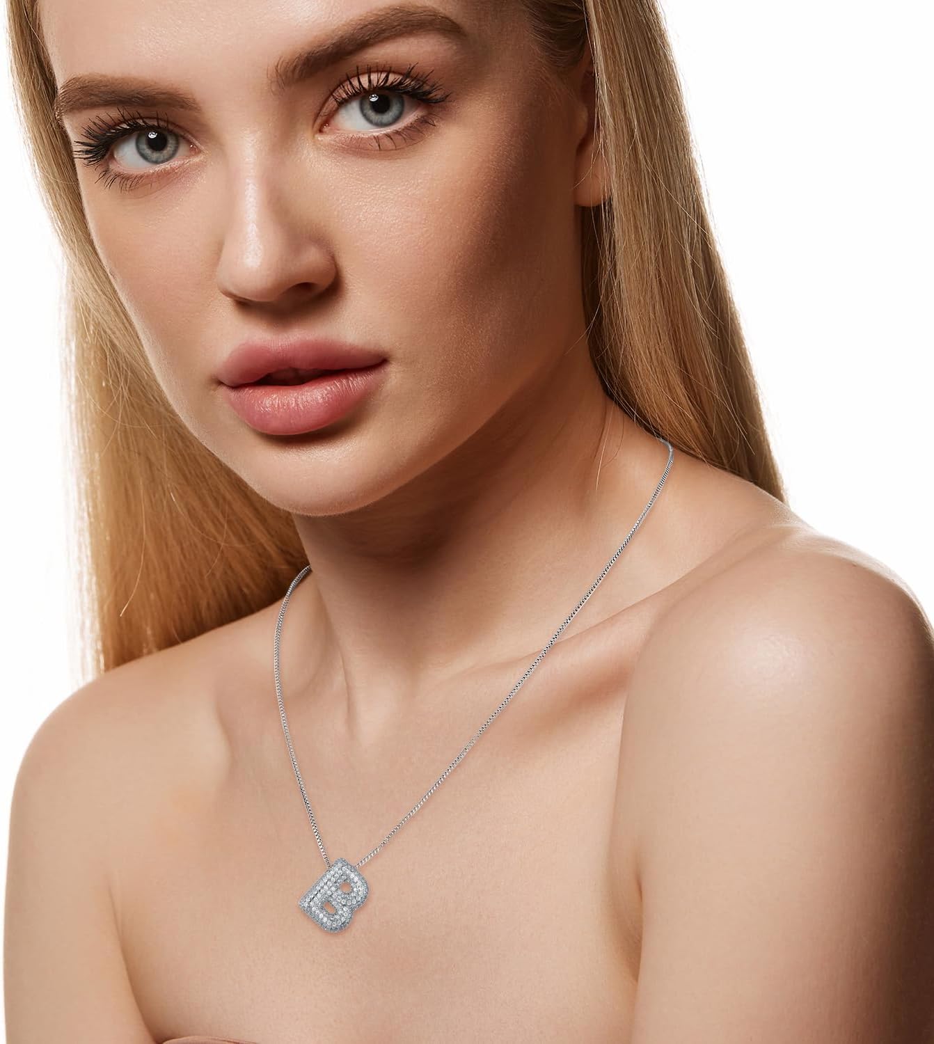 SKQIR Diamond Initial Letter Necklace for Women Bubble Gold Plated Puffy Balloon Alphabet Crystal Zircon Pendant Name Necklace Dainty Charms Trendy Jewelry Gift for Women - Image 2