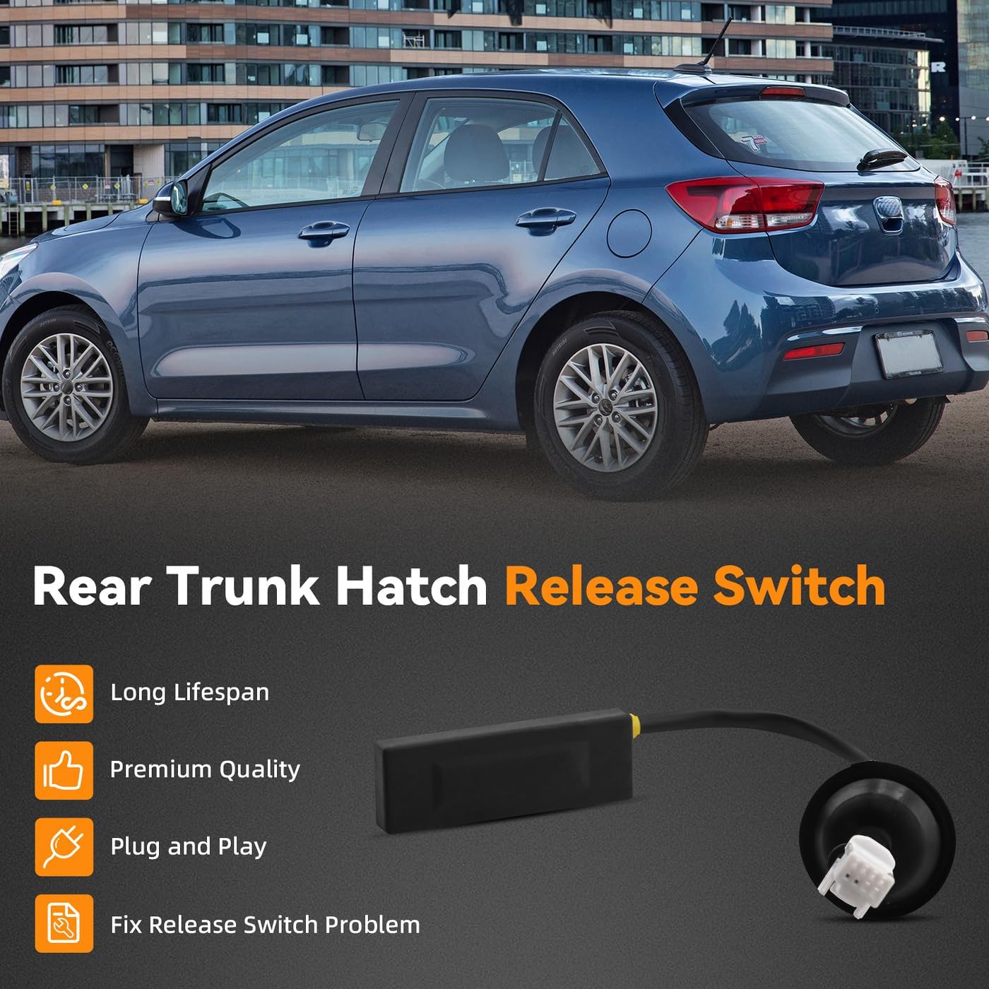 DEAL AUTO ELECTRIC PARTS Rear Trunk Hatch Release Switch Button, Compatible with Kia Rio/Pride 2012-2017, Replaces# 81260-1W220, Black