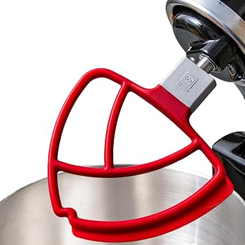 DI ORO Seamless Series Flex Edge Beater for KitchenAid Tilt-Head Stand Mixer - 4.5-5 Quart Flat Beater Paddle - Flexible Silicone Edges for Scraping and Mixing Bowls - Dishwasher Safe & BPA Free Red