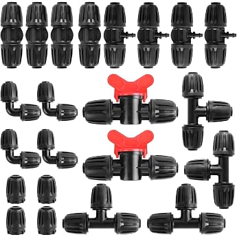 Irrigation Fittings Kit for 1/2 Inch Drip Hoses for 13/16 mm Irrigation Hoses 22 Pieces Garden Irrigation Barbed Connection Irrigation System Micro Drip Connector