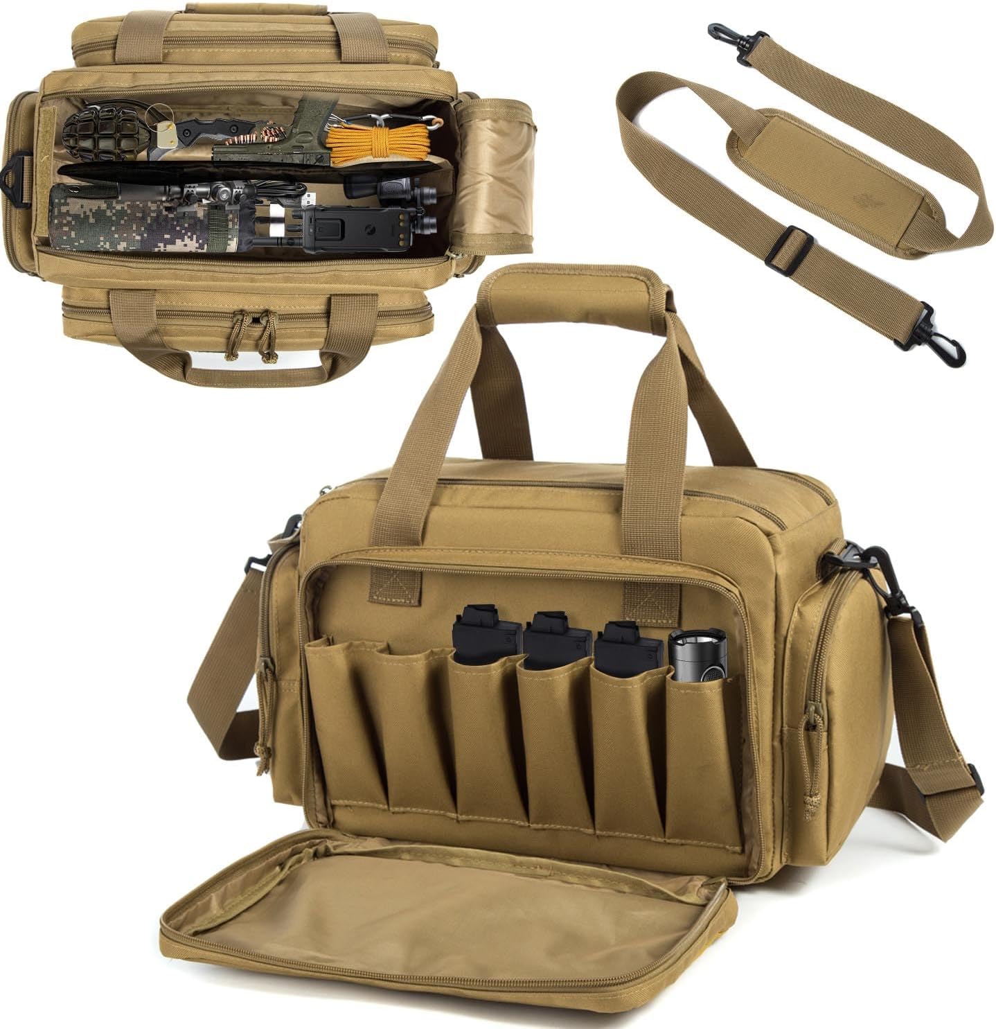 Range Bag - Tactical Gun Bag for Handguns, Pistols and Ammo. Padded Shooting Duffle Bag for Hunting, Sport