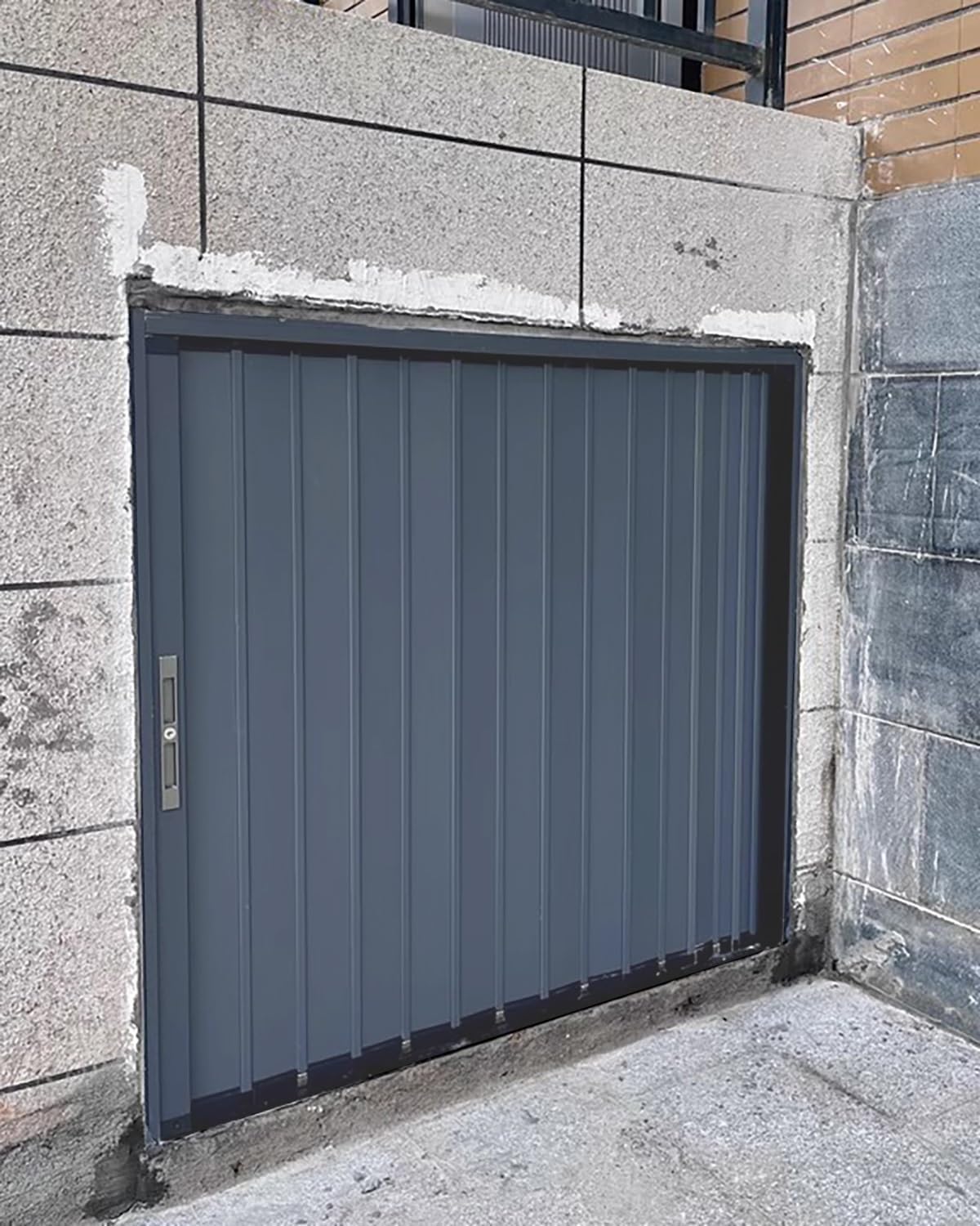 Aluminum Folding Door for Small Spaces, 35x30in Accordion Style Sliding Door for Attics, Pantries, Basements - Retractable Security Screen Panel