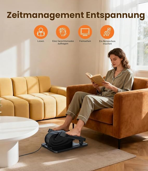 Mini Ellipsentrainer Untertisch Klappbar Crosstrainer für Zuhause 15 Stufen & 12 Programmelt;15dB Leise mit Display & Fernbedienung Beintrainer für Senioren & Büro