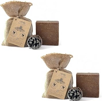 Dr.Ancient Pine Tar Black Soap Bar, Handmade, Natural 140g, Pack of 2