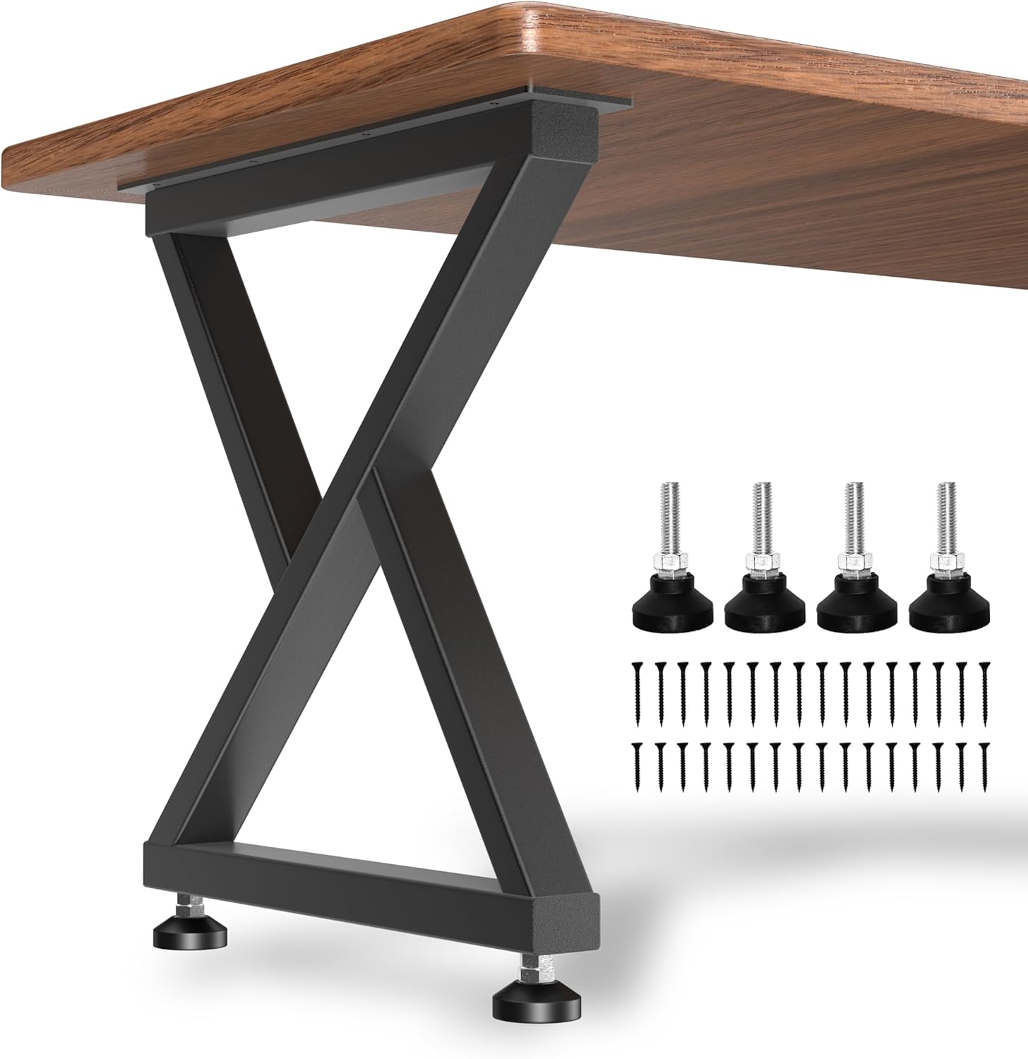 Metal Table Legs, 28" H x 24" W, Heavy-Duty Z-Frame Black Table Base Support up to 1100 lbs, Industrial Modern DIY Furniture Legs for Kitchen Dining, Desk, and Workbench, Set of 2