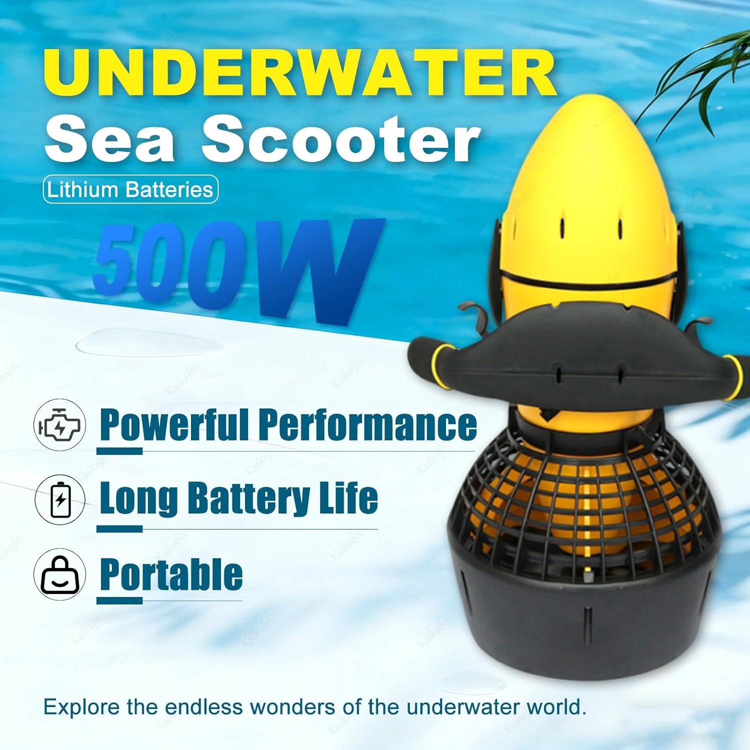 Environmentally Conscious Underwater Scooter, Portable Diving Scooter, Adjustable Pace with Lithium Battery and 300W/500W Motor for Swimming, Snorkeling, and Safe for Underwater Adventures