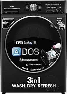 IFB 11/7/3 kg Fully Automatic Washer Dryer Refresher with Steam Refresh, AI DOS, 100% Dry Clothes, 9 Swirl Wash Mimic Handwashing, WiFi & Eco Inverter Motor (WDR Executive Plus ZBG, Black)