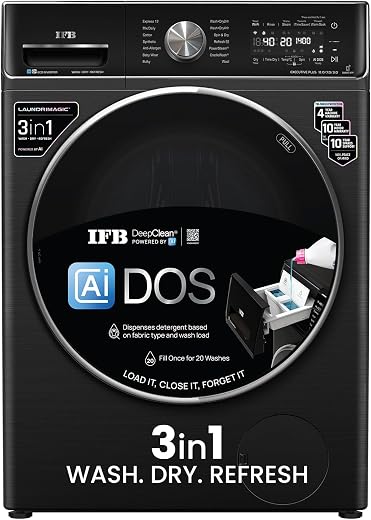 IFB 11/7/3 kg Fully Automatic Washer Dryer Refresher with Steam Refresh, AI DOS, 100% Dry Clothes, 9 Swirl Wash Mimic Hand...