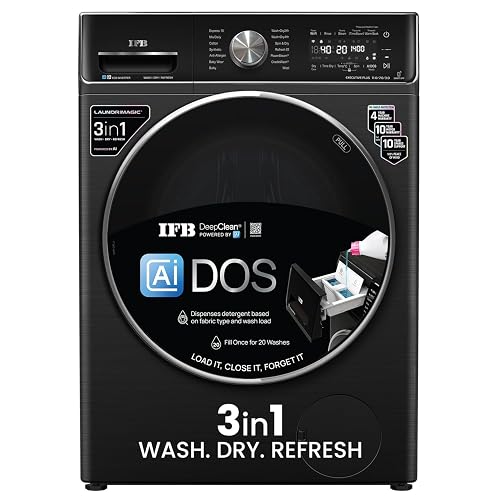 IFB 11/7/3 kg Fully Automatic Washer Dryer Refresher with Steam Refresh, AI DOS, 100% Dry Clothes, 9 Swirl Wash Mimic Handwashing, WiFi & Eco Inverter Motor (WDR Executive Plus ZBG, Black)