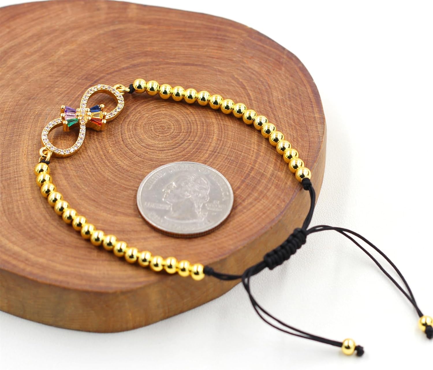 Eternal Shape Butterfly 18k Gold Plated Braided Beaded Bracelets with Zirconia Loyal Heart Bracelet for Women Mom Grandma Sister Best Friends | Mother's Day Birthday Party Christmas Gift YA4729 - Image 6