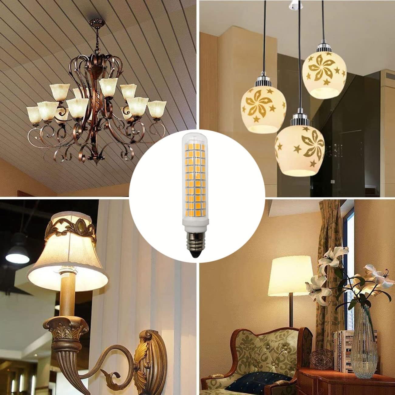 E11 LED Bulb Dimmable10w (4 Pack)- All-New-(102LEDs) 100W Equivalent, 1000lm, 110-130V, Warm White 3000K, E11 Base, Dimmable Candelabra LED Lamp for Home Light