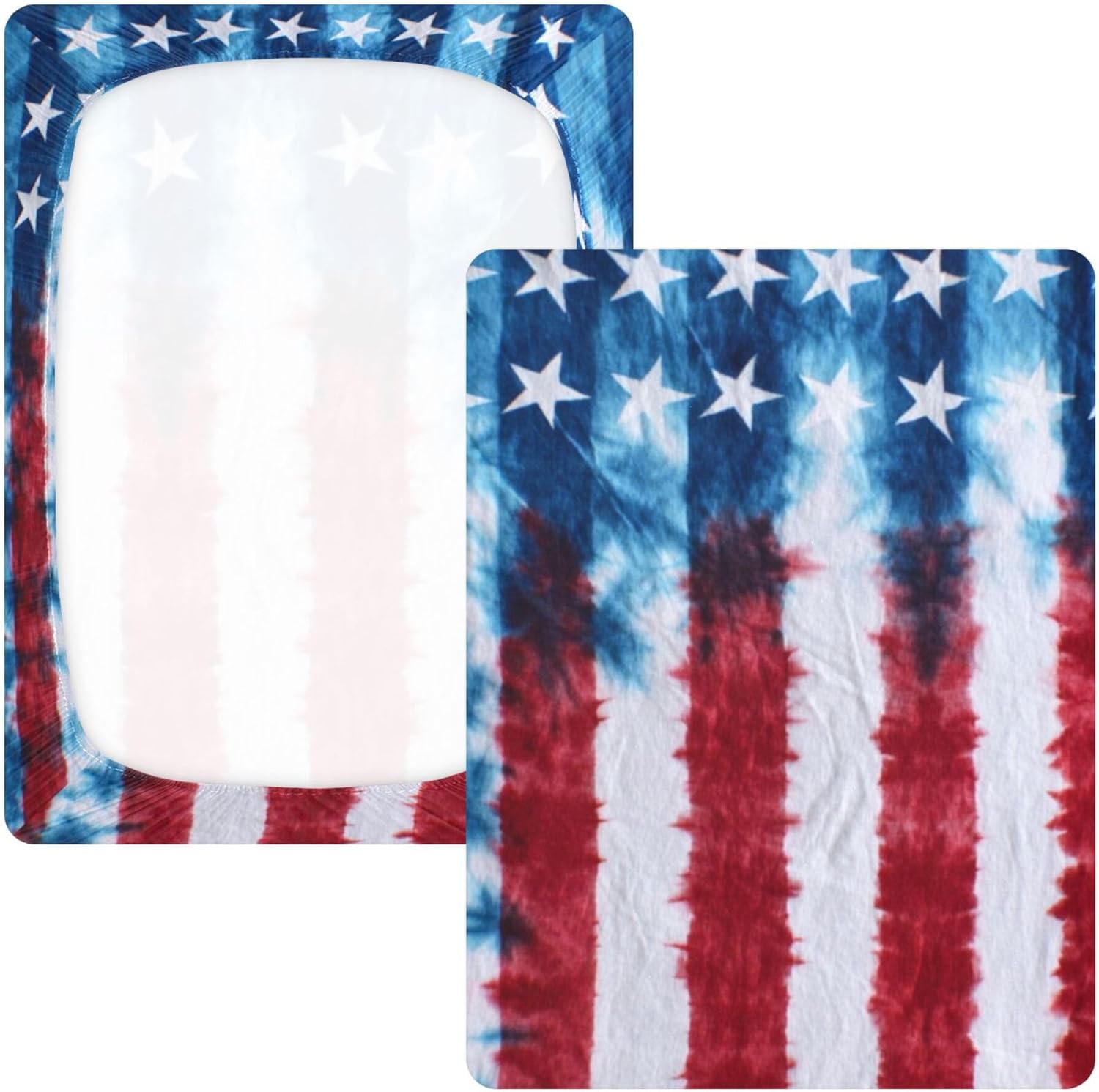 American Flag Tie-dye Crib Sheets Soft Breathable Fitted Cotton Baby Crib Sheets Mattress Cover for Girl Boy, 52" x 28" x 9"