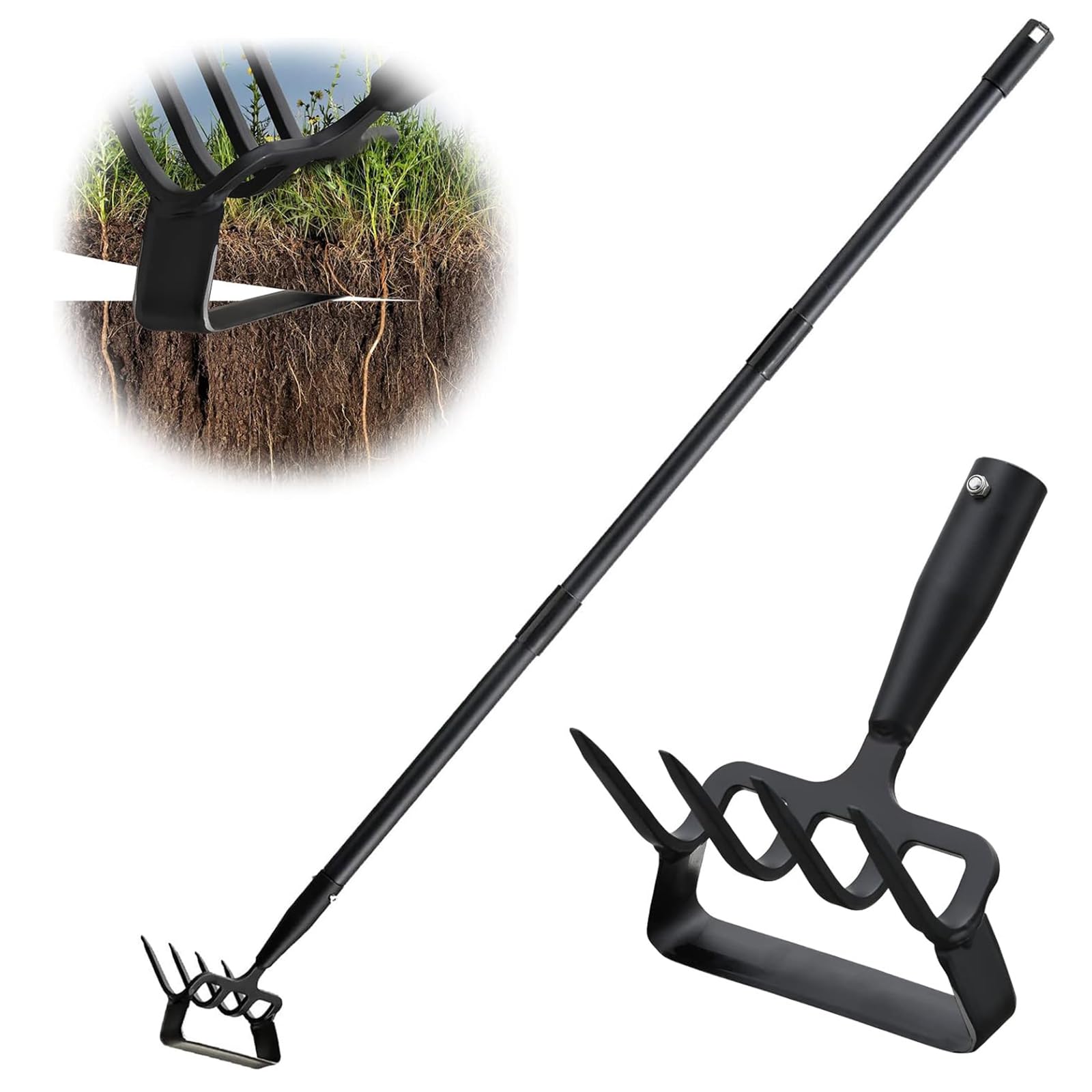 Zappa A Staffa 6 Denti Con Manico Lungo 167 Cm – Attrezzo Da Giardino Multiuso Per Diserbare E Coltivare