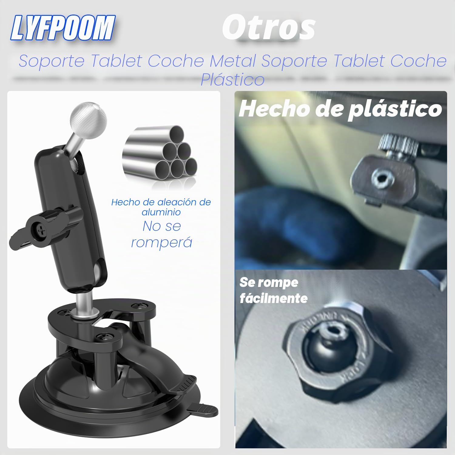 Soporte Tablet Brazo Metal Antivibración Ventosa Superfuerte para Tractor - Resistente Golpes Polvo, Sujeción Robusta para iPad/Samsung/Tabletas 4-13 Pulgadas, Ideal Maquinaria Agrícola