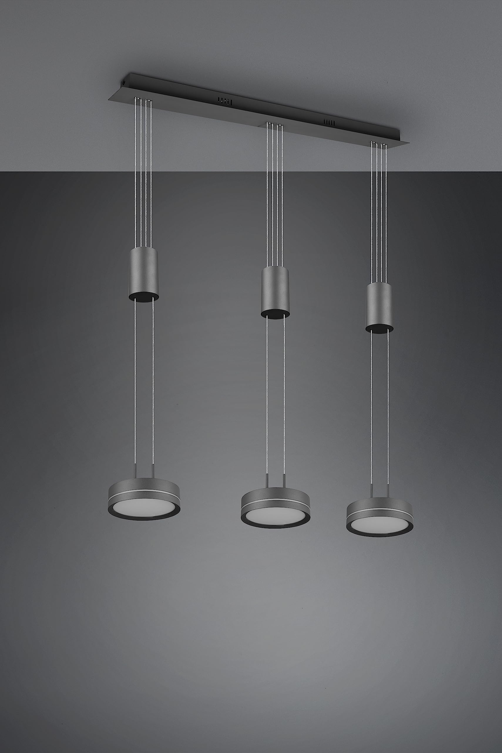 Trio Leuchten LED Pendelleuchte Franklin 326510342, Metall Anthrazit, inkl. 2x 9 Watt LED, Switch Dimmer