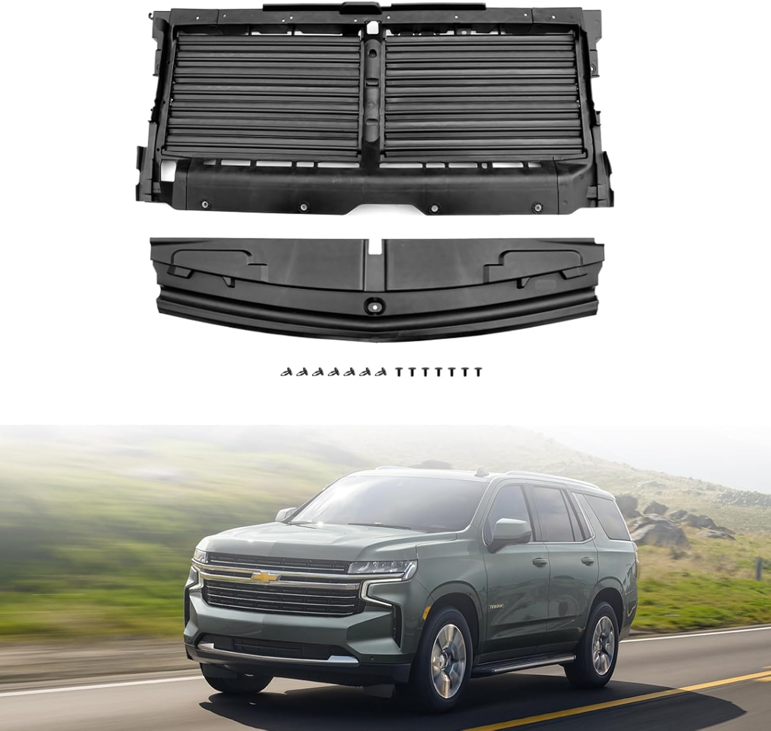 Front Bumper Active Grille Air Shutter Compatible with 2021 2022 2023 Chevy Tahoe Suburban G-M-C Yukon Cadillac Escalade Without Acuator, 84923047