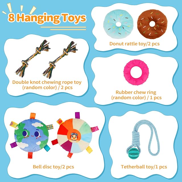 Foto 3 de 7 de Liitrton Puppy Play Gym para perros pequeños con 8 juguetes colgantes