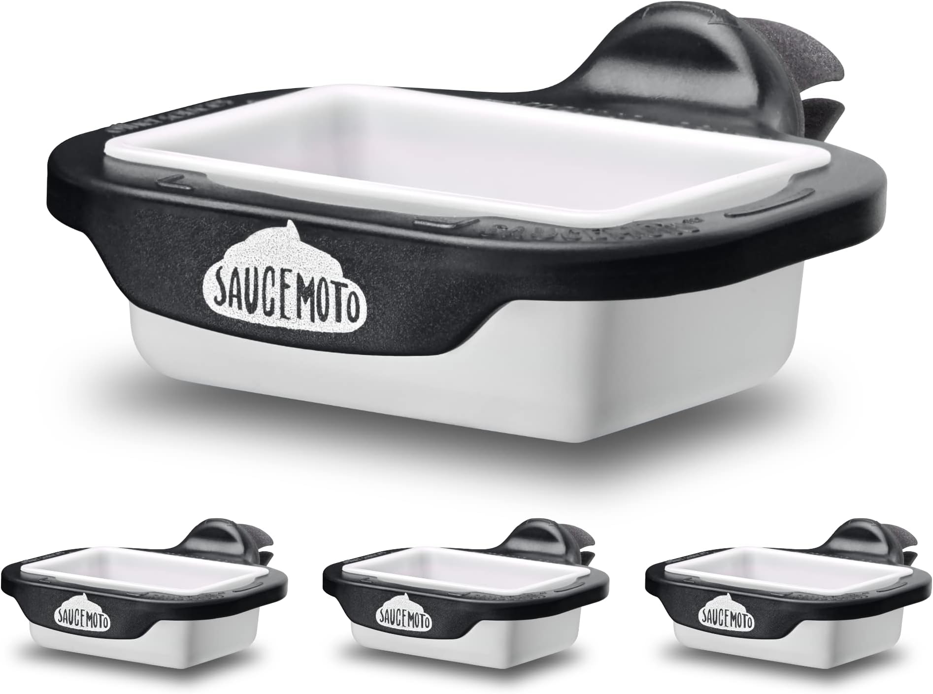 Dip Clip | An in-car sauce holder for ketchup and dipping sauces. As seen on Shark Tank (4 Pack, Black)
