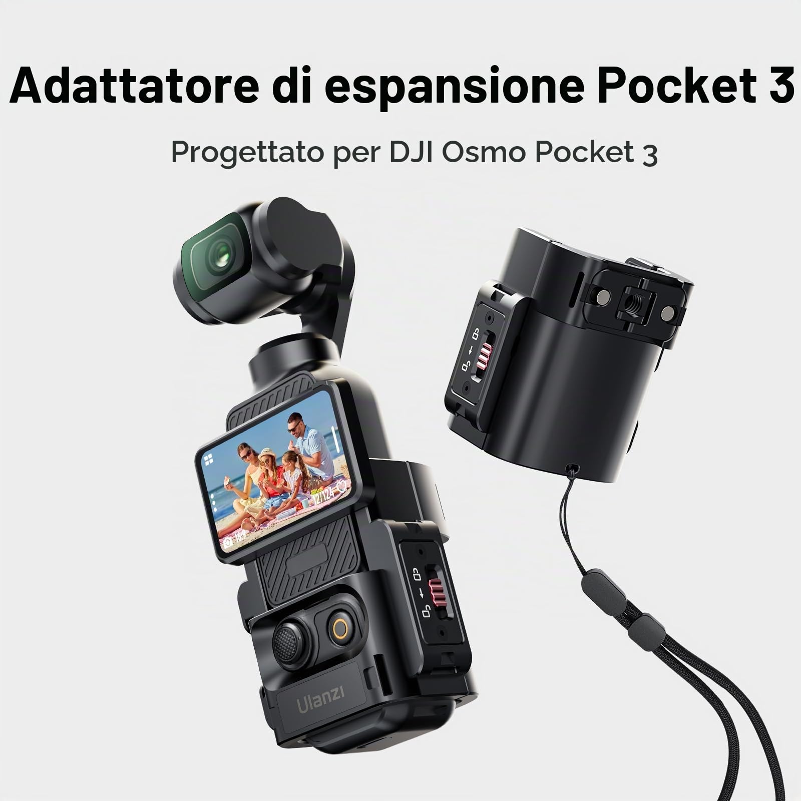 ULANZI Adattatore di espansione PK-06 Accessori per DJI Osmo Pocket 3 - Supporto per staffa in metallo con gabbia protettiva in alluminio con fori per viti da 1/4/adattatore Gopro/slitta fredda/Osmo