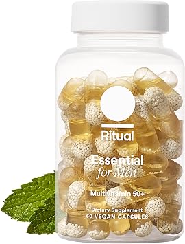 Ritual Mens 50+ Daily Multivitamin - Key Essential Vitamins and Minerals To Support Heart, Energy, Brain, Muscle, Bone Health* - Including Zinc, D3, B12, A - Vegan - Mint - 60 Capsules - 30 Servings