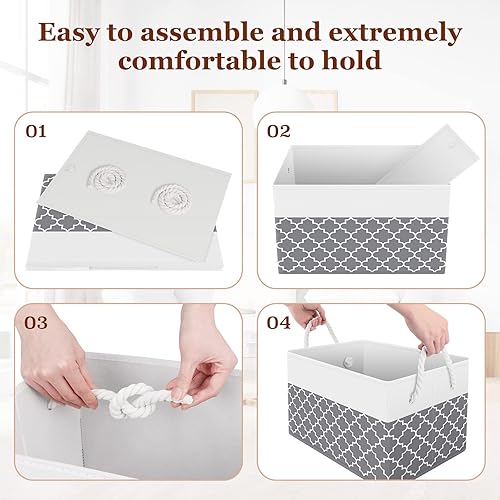 Miniatura 3 de Contenedor de almacenamiento, cesta de almacenamiento plegable para organizar, cajas de almacenamiento grandes con asas de cuerda, contenedores