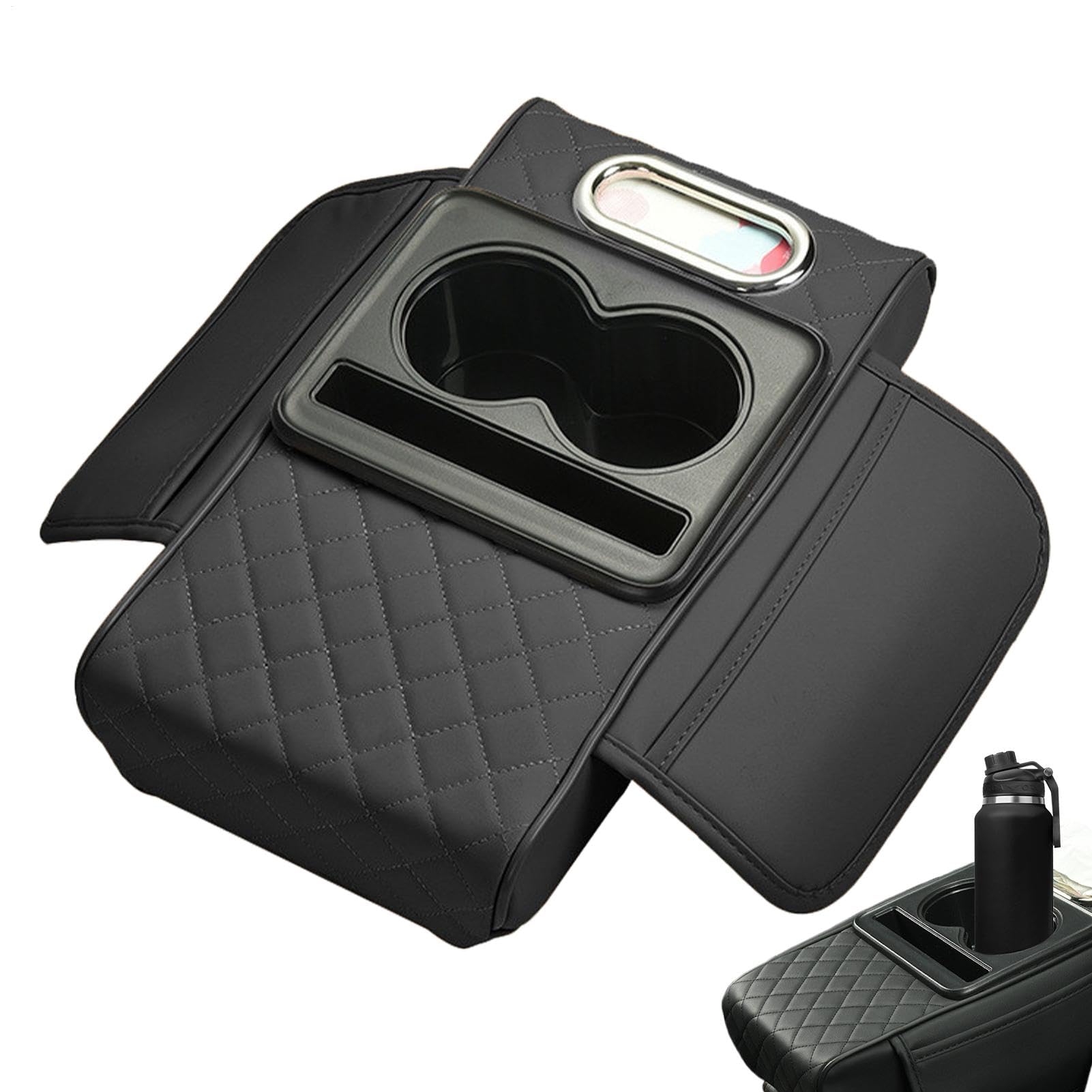 Coussin d'accoudoir de voiture, coussin d'accoudoir de voiture avec porte-gobelet, coussin d'accoudoir pour console centrale de voiture, organiseur d'accoudoir de voiture, rehausseur d'accoudoir de