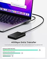 Vista 2 de Fasgear Cable USB4 de 40 Gbps USB C a USB C de 3.3 pies - Cable tipo C de 240 W de carga rápida, cables de pantalla HD compatibles con 8K @60Hz/4K