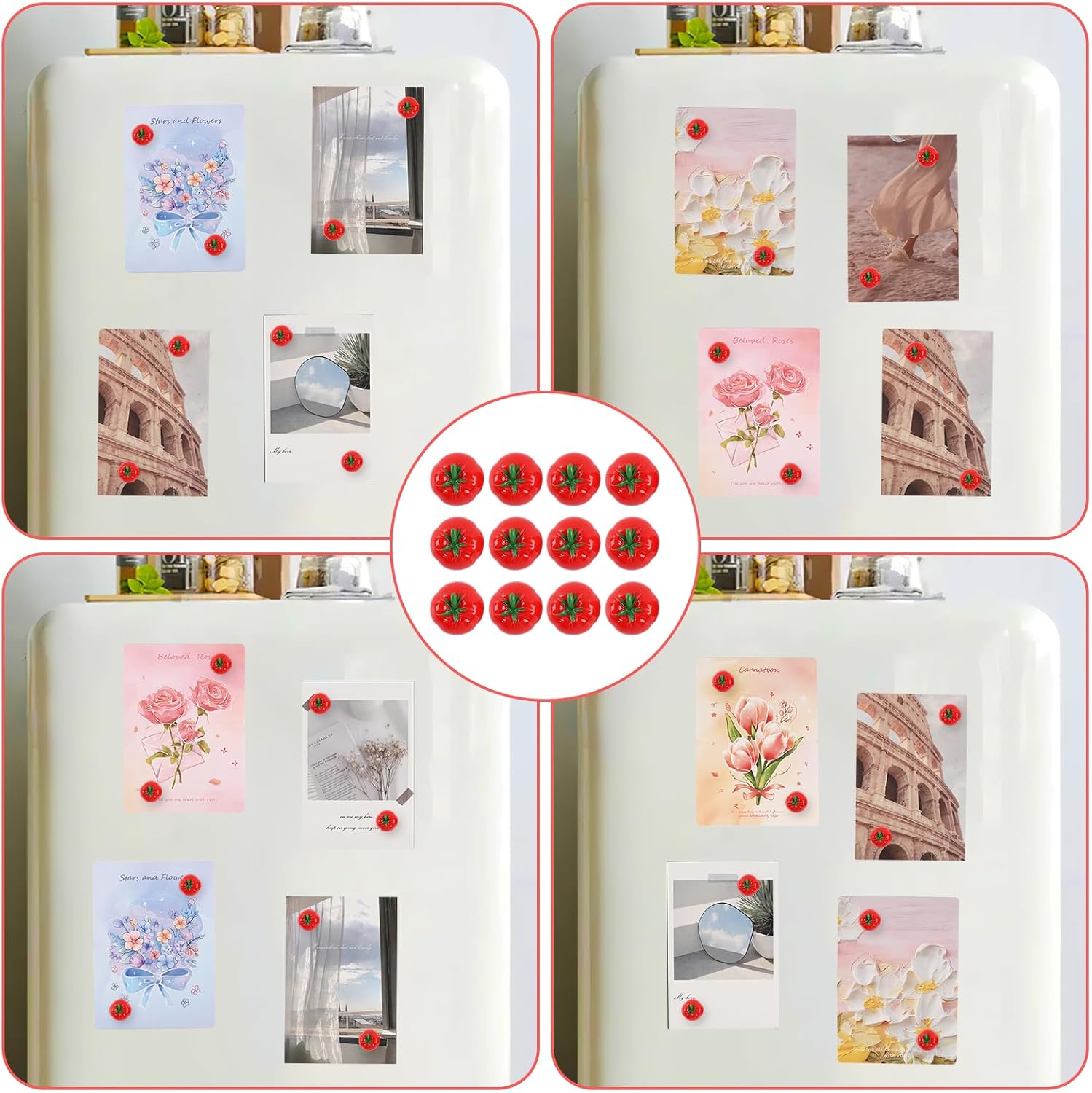 12pcs Mini Cute Food Tomatoes Fridge Magnets, Refrigerator Magnets Funny Magnetic Decorative for Whiteboard, Locker, Classroom, Office, Kitchen, Cabinet Decor(Tomatoes) image 5