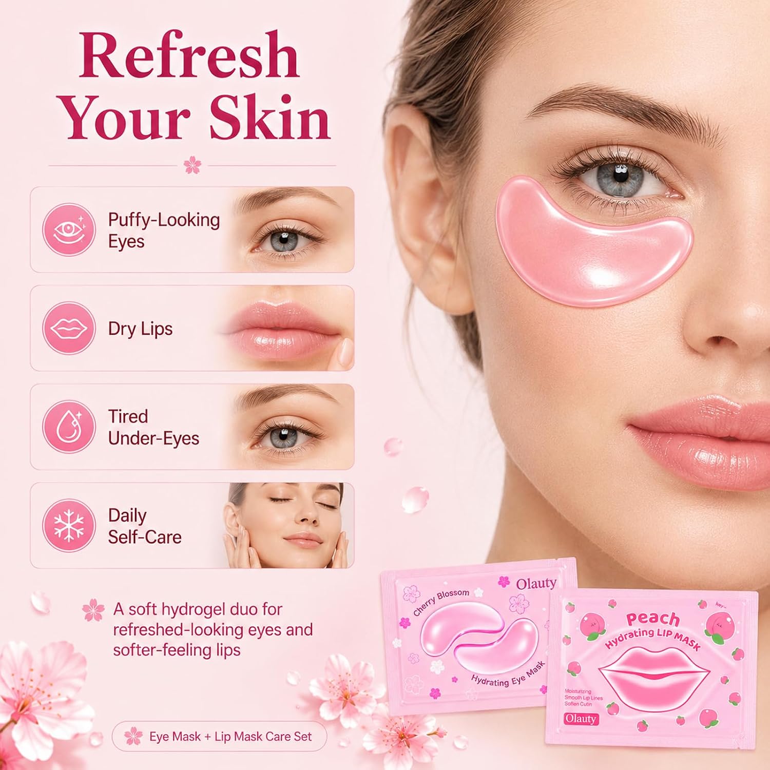 Sulily 30 Pairs Lip Mask & Under Eye Patches, Pink Collagen Eye Mask Pads, Lip Mask Skincare, Birthday Gifts, Bridesmaid Gifts, Bridal Shower Gifts, Spa Gifts for Women, Bulk Gifts, Party Favors