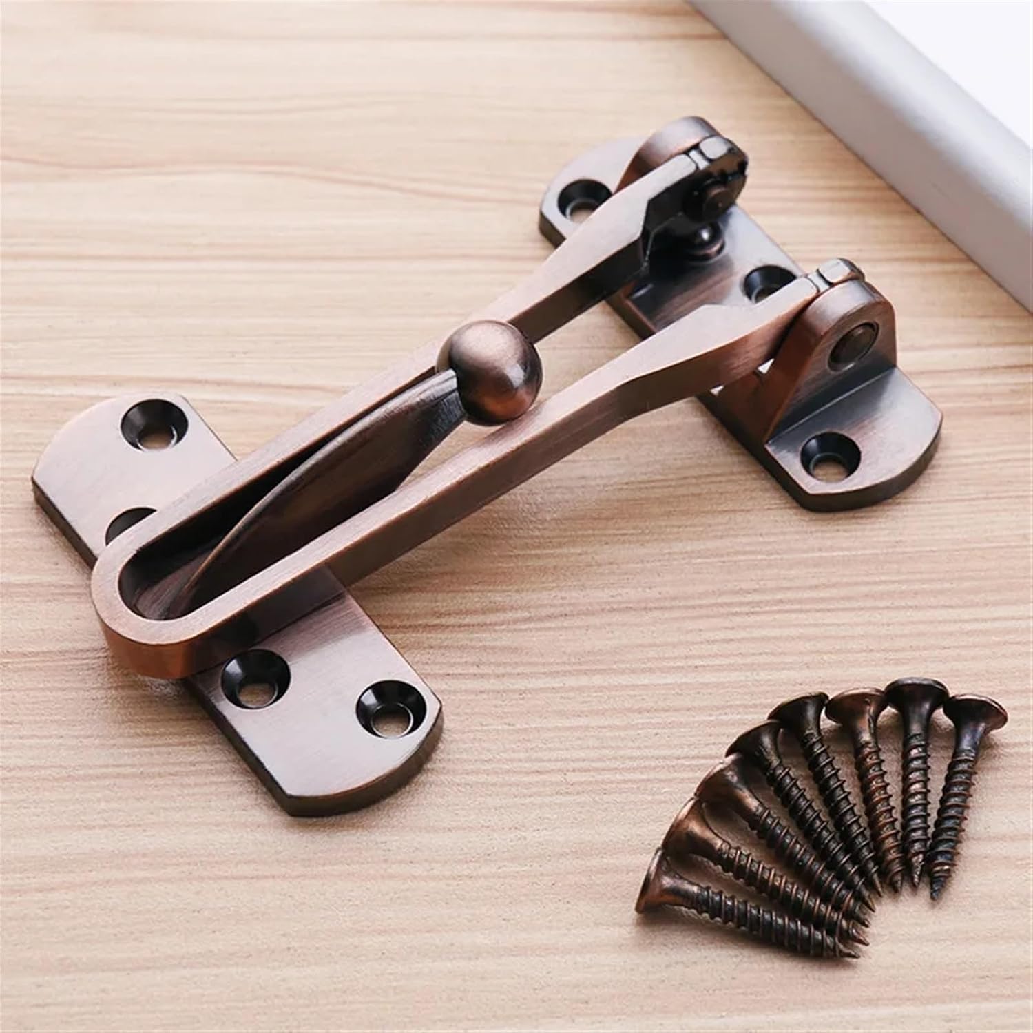 Door Buckle Bedroom Room Door Lock Chain Hotel Buckle Insurance Door Bolt 2Pcs(Red)