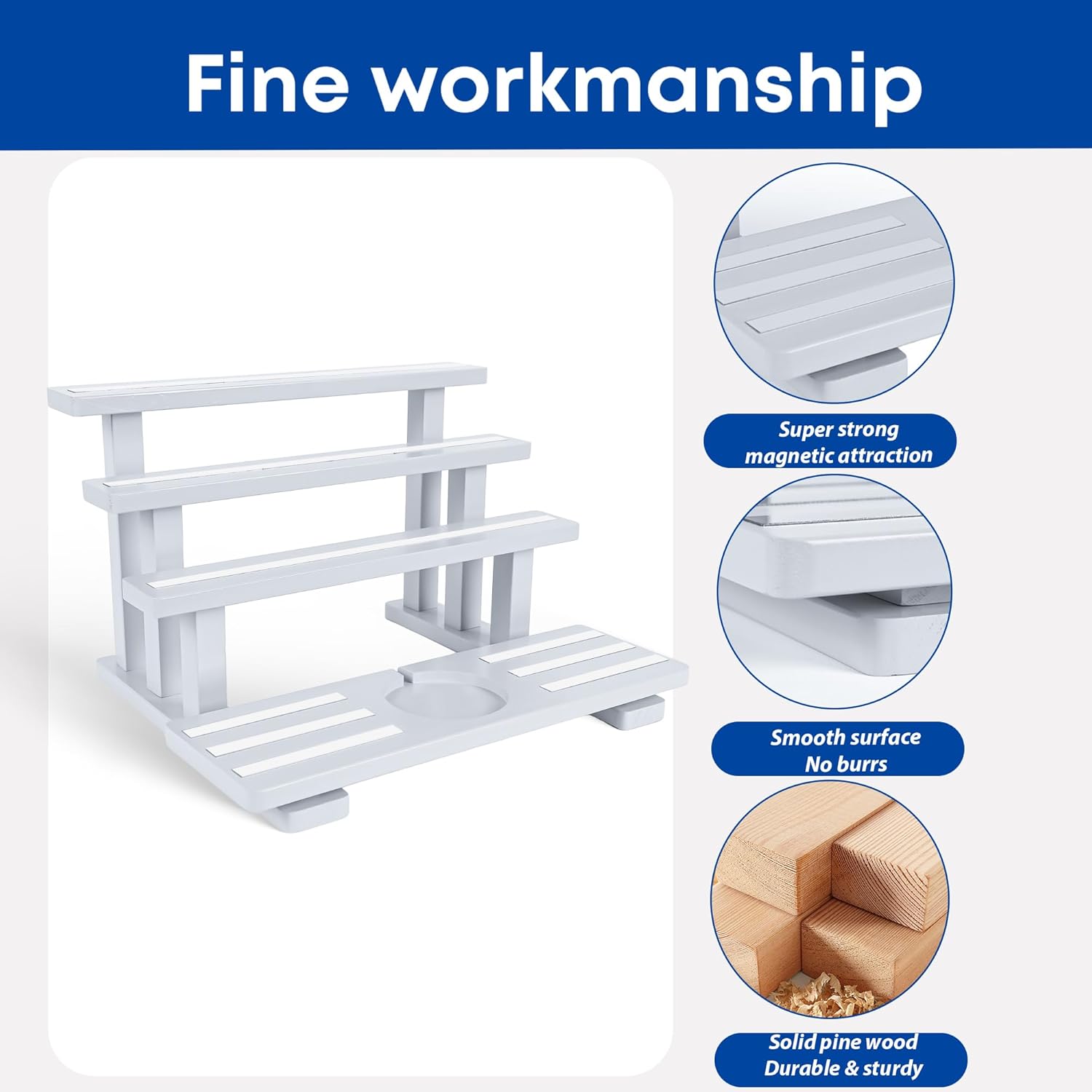 for Tonies Figures Shelf Magnetic,for Toniebox Characters Shelves,for Tonie Storage Rack Display Risers Stand,Holds 45 Figurines,Compatible Charging Station for Children Kid's Room,Pine(Gray White)