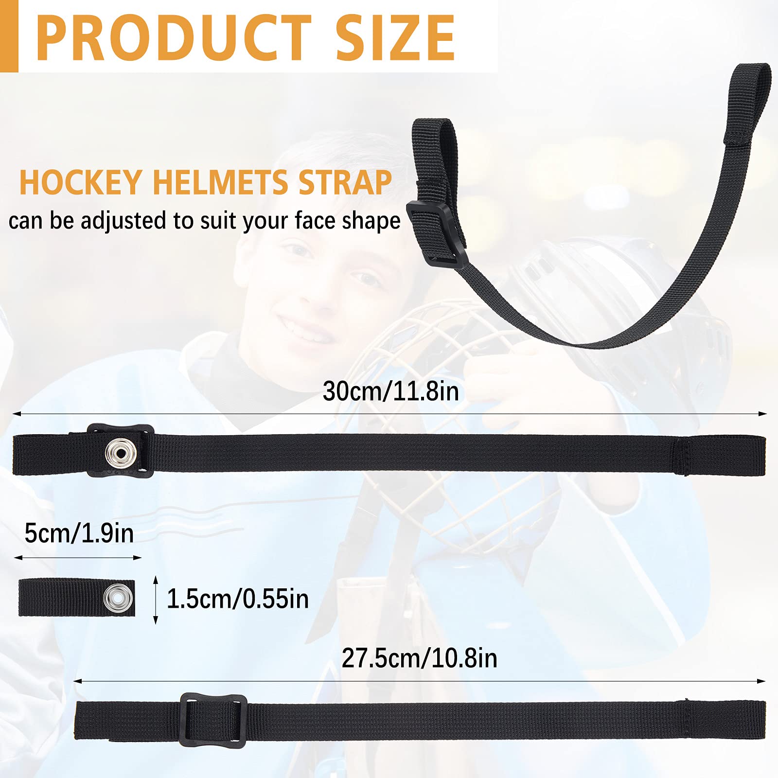 4 Sets Hockey Helmet Chin Strap Single Snap Detachable Ice Hockey Helmet Sports Chin Strap Replacement Ear Loops with an Adjustable Buckle Accessory Repair Kit