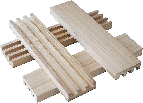 Miniatura 6 de DNB - Estantes de dominó de madera, juego de 4 bandejas de azulejos de dominó, 3 ranuras por bandeja, organizadores de dominó para juegos de dominó,