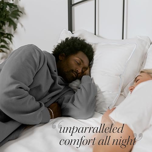 Miniatura 4 de eLuxurySupply Paquete de 2 almohadas de cama de alta calidad, densidad media y loft mediano, ideales para personas que duermen de espalda y de lado,