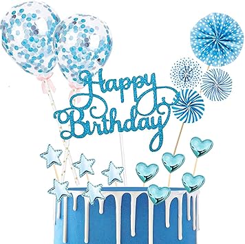 Boyatong Decoration Gateau Anniversaire Topper Happy Birthday Bleu Paillettes Decoration Pour Gateau Decoration Gateau Anniversaire Garcon Homme Happy Birthday Amazon Fr Epicerie