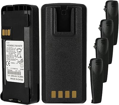 AWEDAS (2-Pack 7.4v 2200mAh PMNN4080 PMNN4476A PMNN4476 Battery+4 Belt Clips Compatible for Motorola Radio P145 CP185 CP476 CP477 CP1200 CP1300 CP1600 CP1660 EP350 PMNN4081 PMNN4082 PMNN4404 Battery