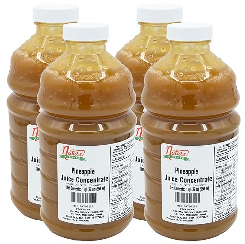 Nature Blessed Concentrado de jugo de fruta de piña 100% puro, 4 cuartos de galón (botellas de 4/32 onzas líquidas), perfecto para cerveceros