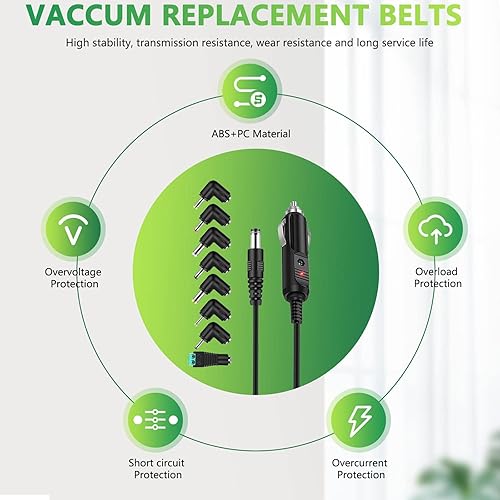 Vista 2 de Cable de alimentación de 12 V CC para automóvil con 8 conectores para encendedor de cigarrillos, reproductor de DVD portátil, DVR de automóvil