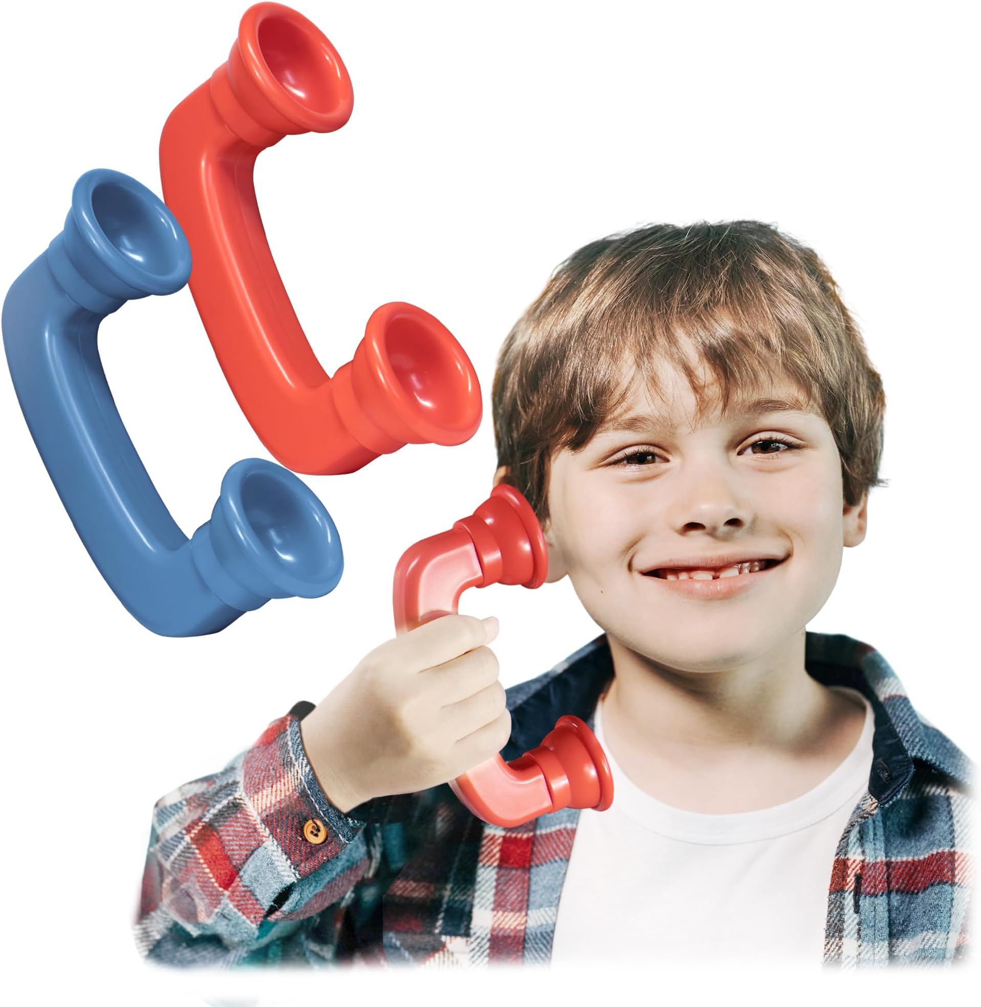 Novelty Place 2 Pack Whisper Phones Speech Therapy Toys for Reading & Auditory Feedback - Improve Fluency, Comprehension & Pronunciation- Hear Myself Sound Phone (Blue and Red)