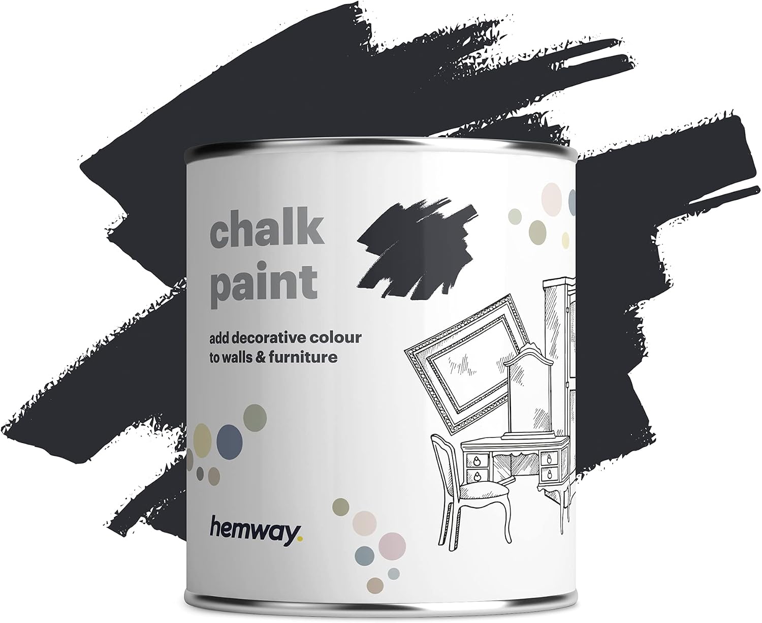 Hemway Chalk Paint Anthracite Grey Furniture Paint 1L, Matt Finish Shabby Chic, Chalk Furniture & Walls, Quick Dry & 1 Coat