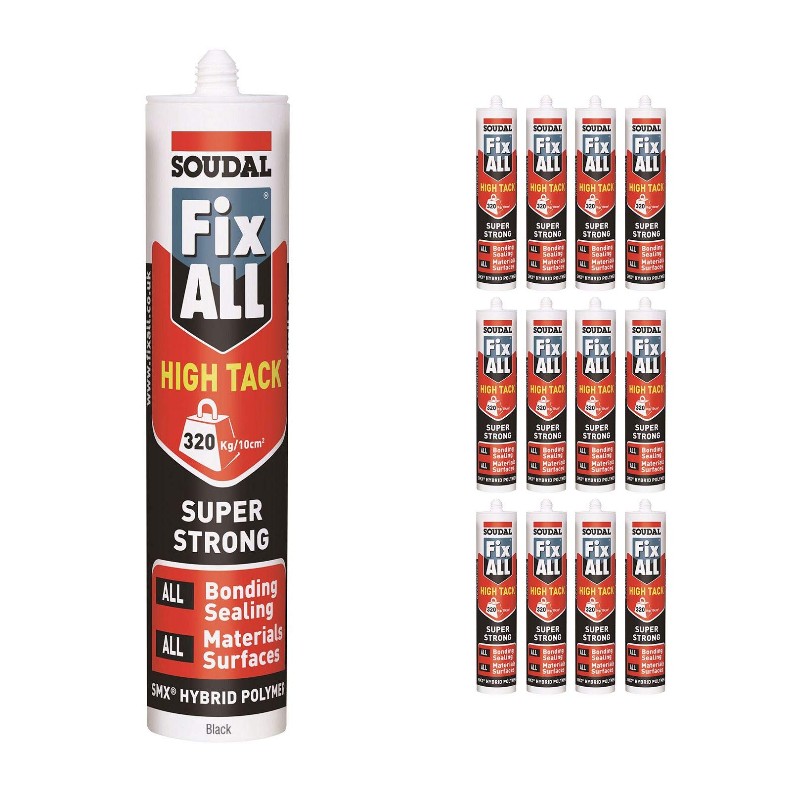 Black Soudal Fix All Turbo High Tack SMX Sealant Strong Bond Adhesive Polymer Silicone