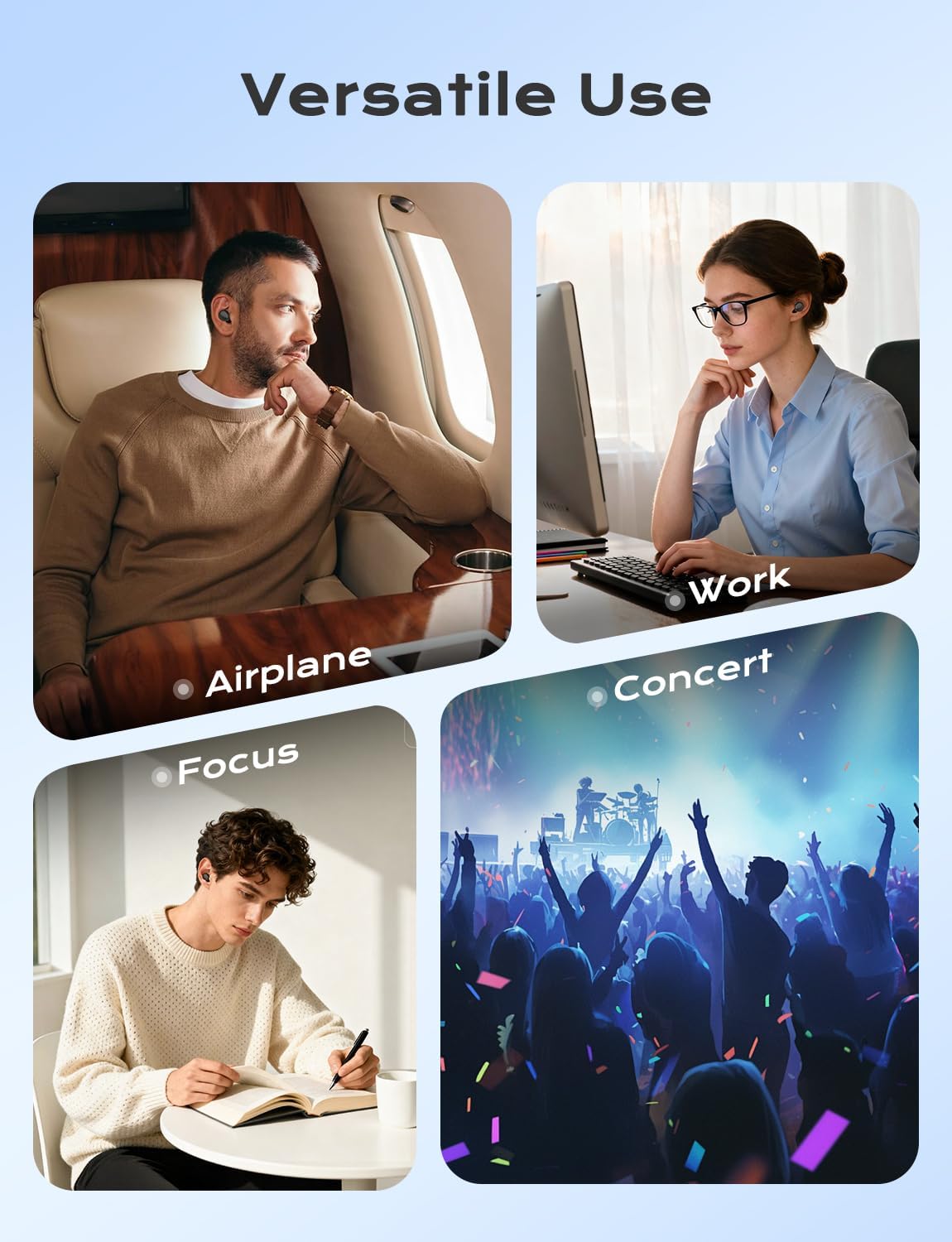 Concert Ear Plugs, 45dB Noise Cancelling Earplugs with 3 Eartips 1 Case, High Fidelity Hearing Protection Ear Plugs for Concerts Work Airplane Focus etc - Image 6