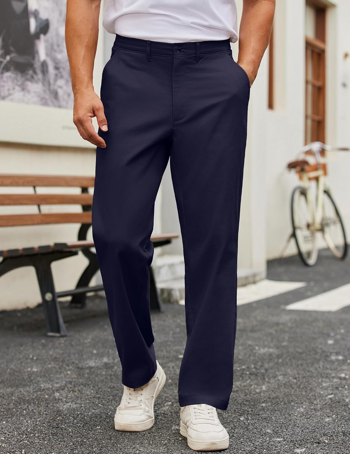 COOFANDY Mens Casual Pants Cotton Classic Fit Stretch Chino Pant Khaki Lightweight Work Dress Slacks - Image 2