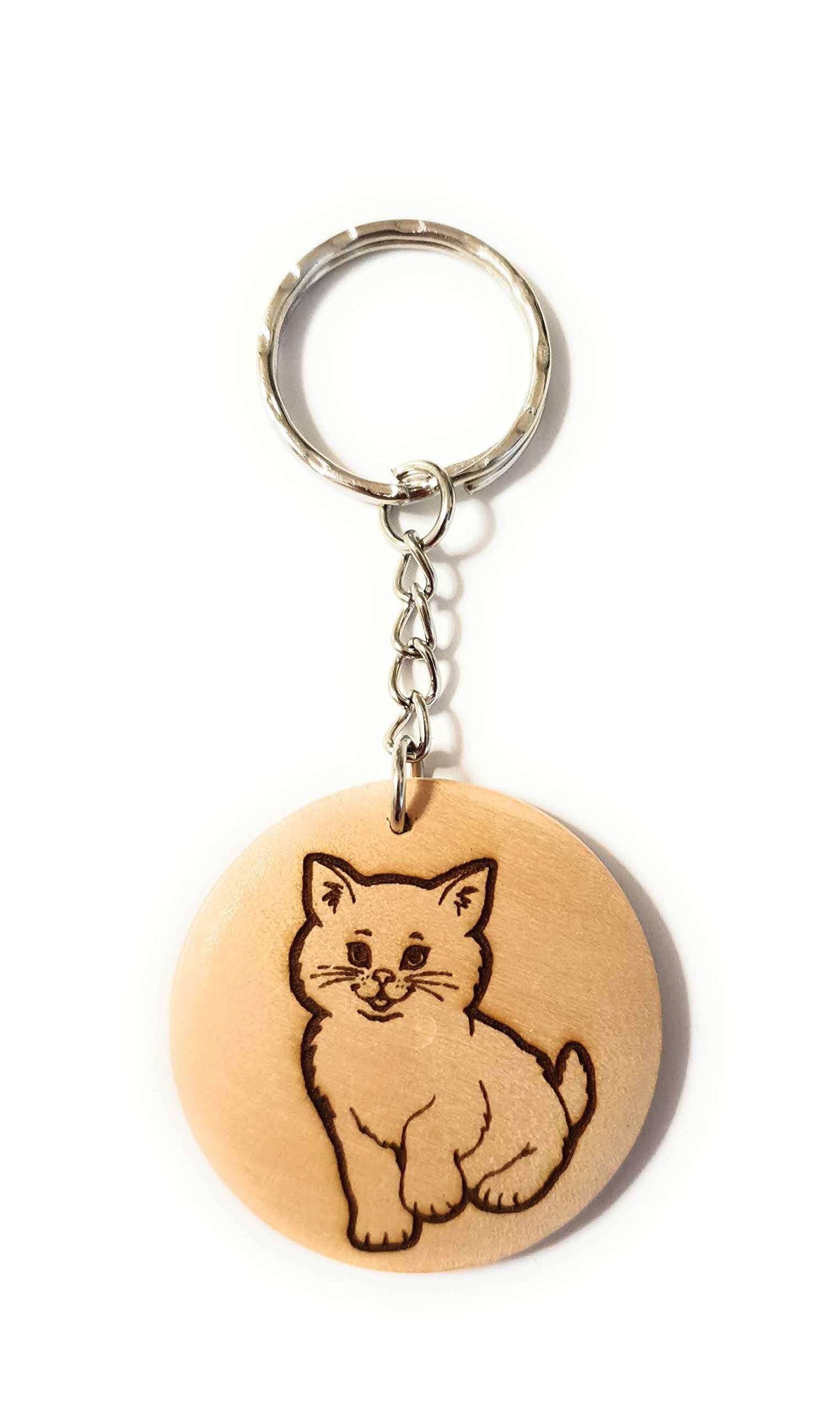 Portachiavi in legno personalizzato a forma di gatto