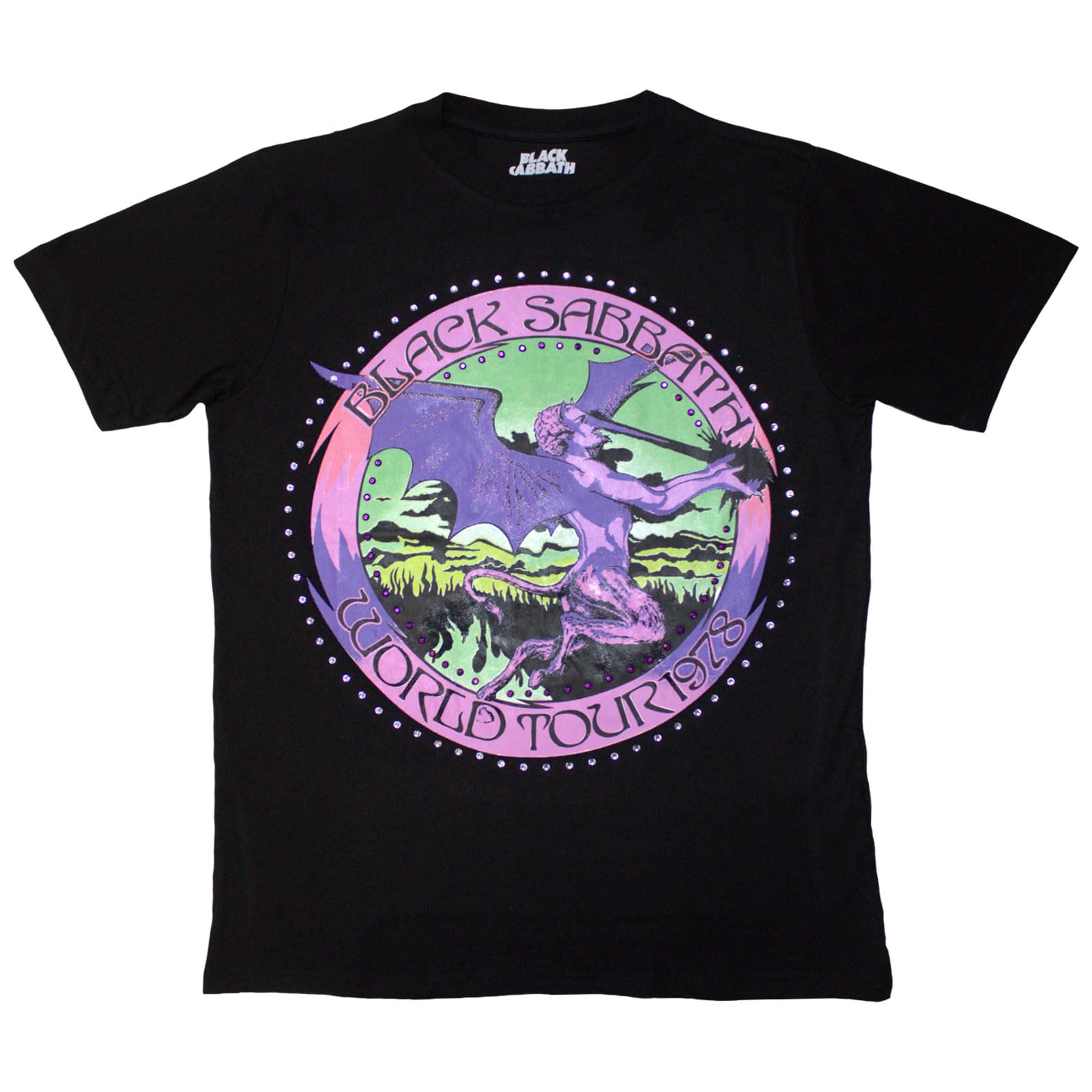 Rock Off Officially Licensed Products Black Sabbath Kids T Shirt Diamante Tour '78 New Official Xl/11-12 Years