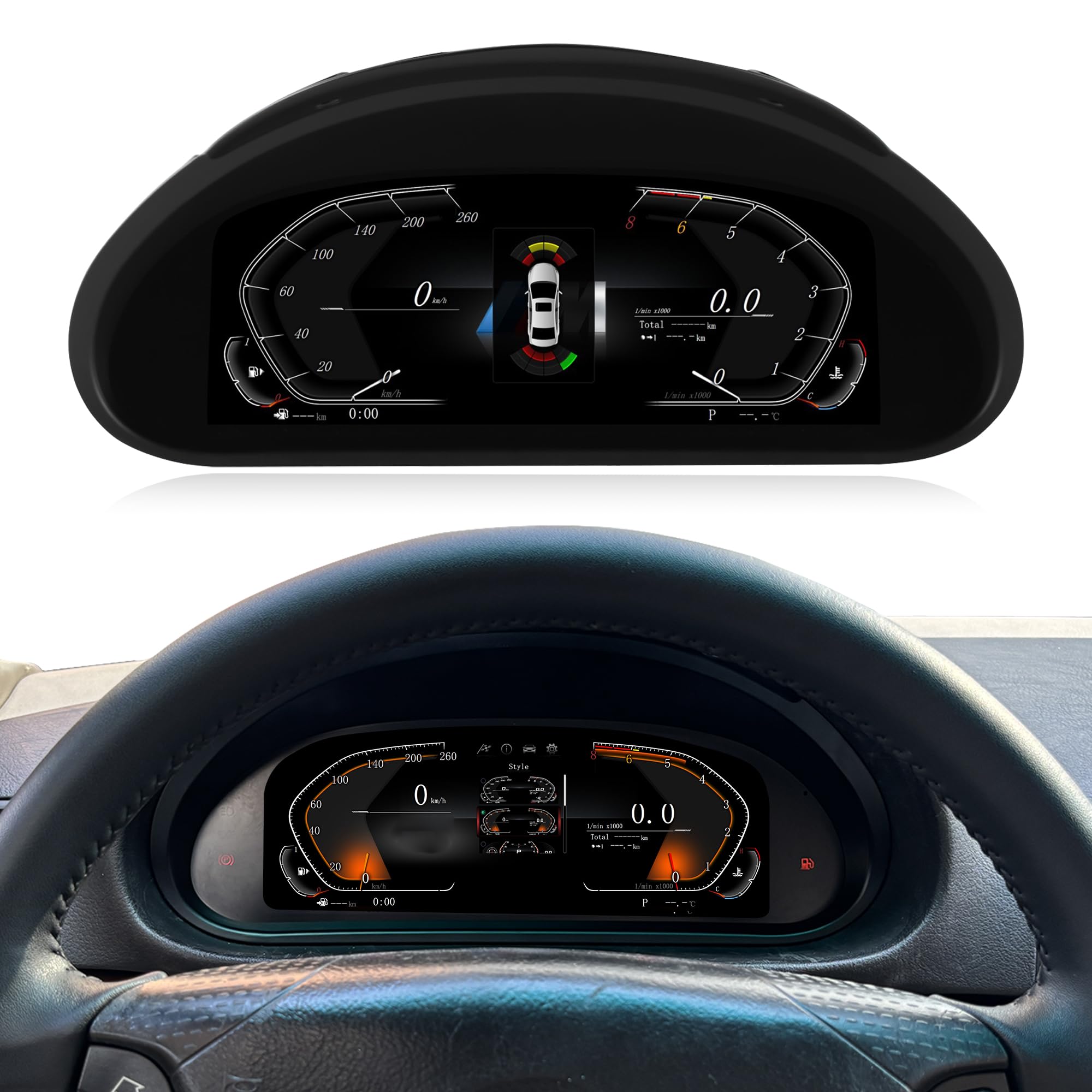 10,25 Zoll LCD Digitales Kombiinstrument kompatibel mit BMW E46 1999–2004, Geschwindigkeitsmesser & Drehzahlmesser Anzeige, Kabelloses Apple CarPlay und MirrorLink, Zerstörungsfreie Installation