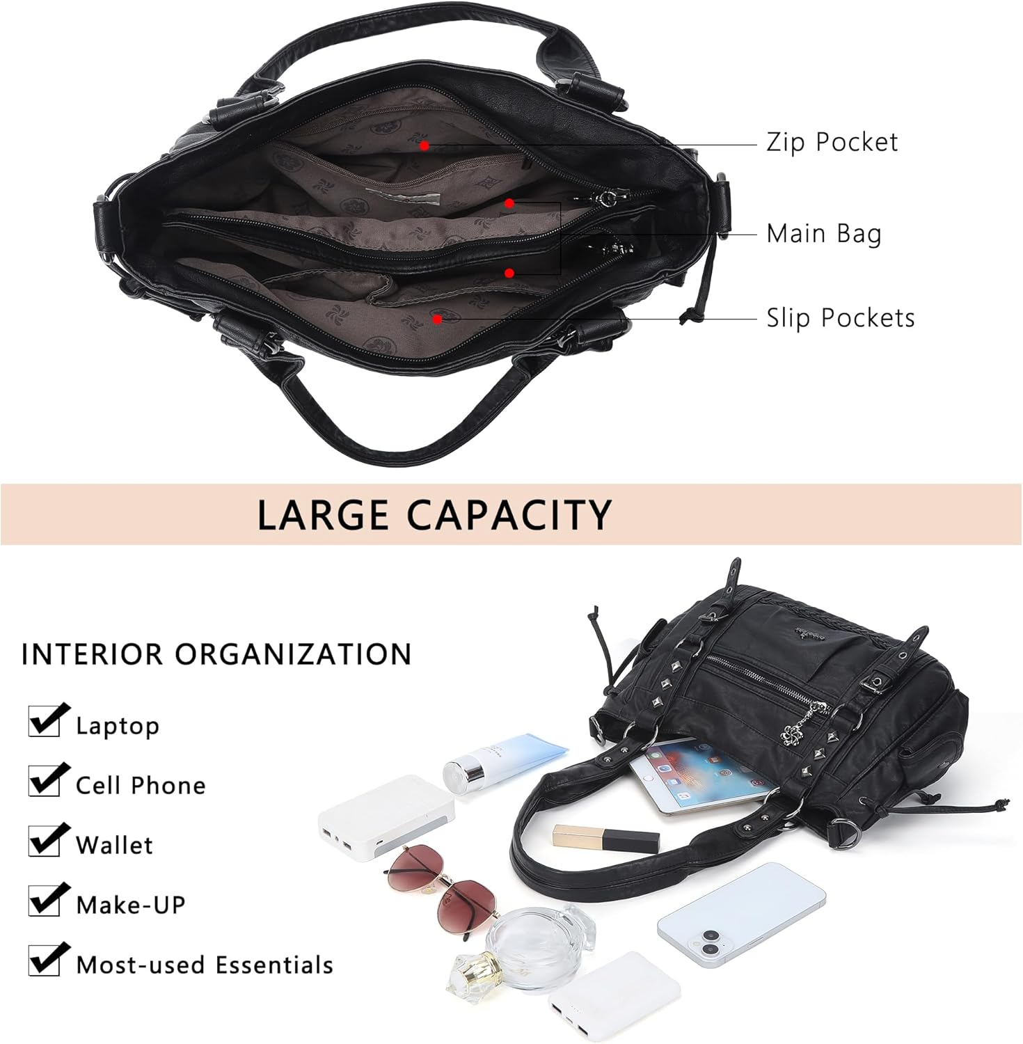 Angel Kiss Shoulder Bag For Women Multi Pocket Retro Hobo Handbags Satchel Tote Bag